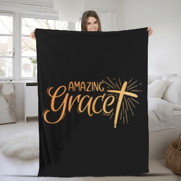 Discover Amazing Grace Lettering Fleece Blankets