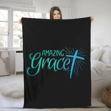 Discover Amazing Grace Lettering Fleece Blankets