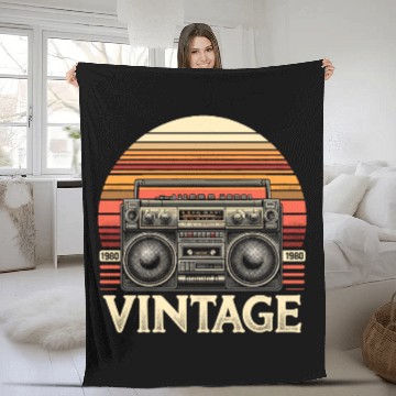 Discover Vintage Boombox Old School 80s Music Retro Fleece Blankets