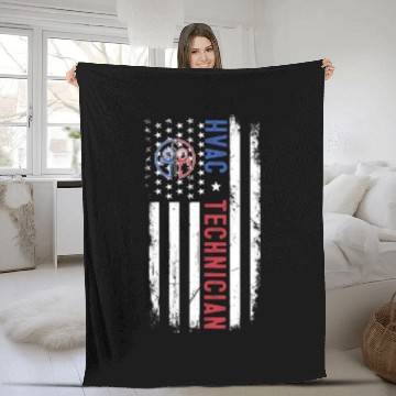 Discover HVAC Technician US American Flag HVAC Mechanic Eng Fleece Blankets