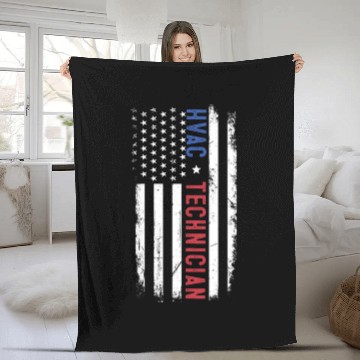 Discover HVAC Technician US American Flag HVAC Mechanic Fleece Blankets