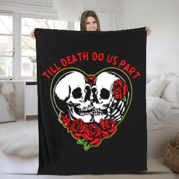 Discover Heart Skulls Till Death Do Us Part © WhiteTigerLLC Fleece Blankets