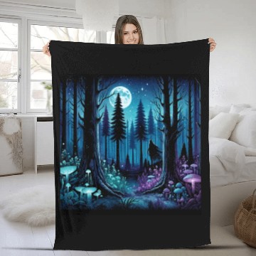 Discover Mystic Moonlit Enchanted Forest Fleece Blankets