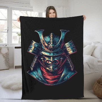 Discover Cyber Shogun - Futuristic Samurai Warrior Fleece Blankets
