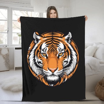 Discover Tiger Majesty - Bold Striped Predator Fleece Blankets
