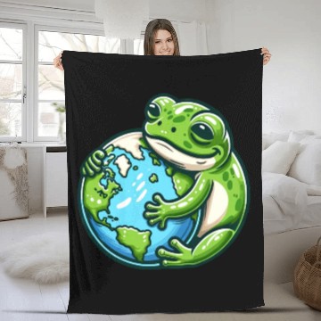 Discover Frog Embracing Earth: Earth Day Fleece Blankets