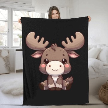 Discover Playful Bison Cartoon Fleece Blankets