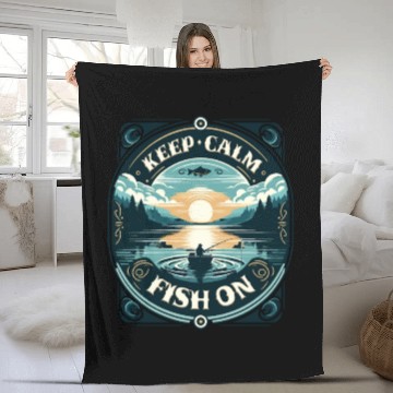 Discover Serene Fisherman's Sunrise - Keep Calm and Fish On Fleece Blankets