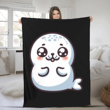 Discover Playful Seal Cartoon Fleece Blankets