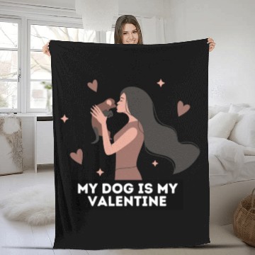 Discover My dog is my valentine | dog lover quotes Fleece Blankets