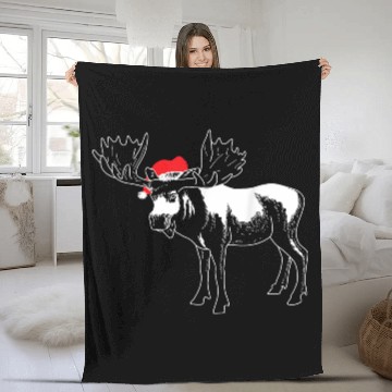 Discover Christmas Moose X mas Deer Animal Fan Hilarious Fleece Blankets
