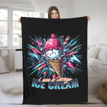 Discover I am a savage ice cream, blue pink colorful Fleece Blankets
