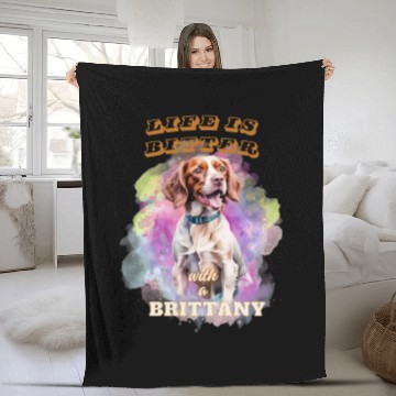 Discover Surrealism Starry Night Brittany Spaniel Dog Fleece Blankets