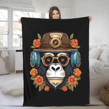 Discover Steampunk Gorilla Fleece Blankets
