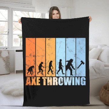 Discover Axe throwing evolution hatchet throwing retro Pre Fleece Blankets