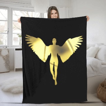 Discover golden angel in a bright golden color Fleece Blankets