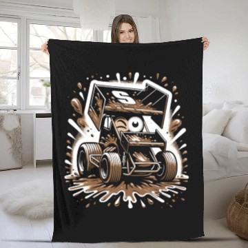Discover Sprint Car Mom Dirt Track Racing Racing Race Day Fleece Blankets