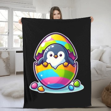 Discover Penguin hatches from colorful Easter egg Fleece Blankets