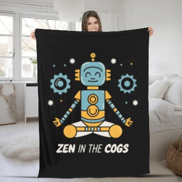 Discover Yoga Robot: Zen in the Cogs Fleece Blankets