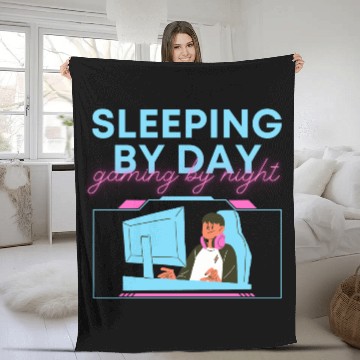 Discover Sleeping By Day Gaming By Night Fleece Blankets