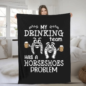 Discover Drinking Team Horseshoe Pitching Fleece Blankets