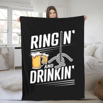 Discover Ringin And Drinkin Horseshoe Pitching Fleece Blankets