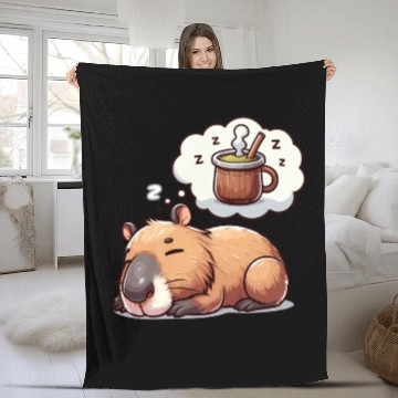 Discover Sweet Capybara Dreaming of Yerba Mate Fleece Blankets