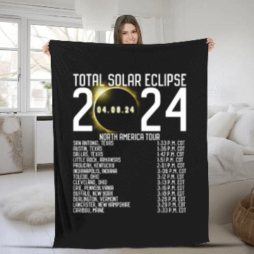 Discover North America Tour 2024 Totality Solar Eclipse Fleece Blankets