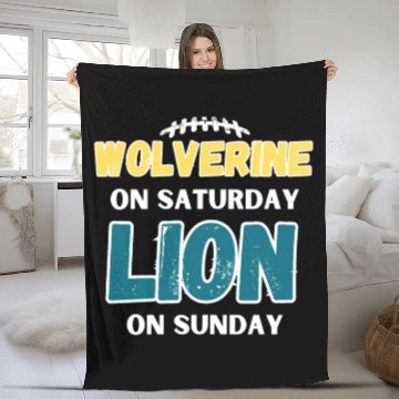 Discover Wolverine On Saturday Lion On Sunday Detroit Fleece Blankets