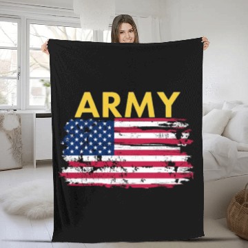 Discover US Army and the tattered old flag Fleece Blankets