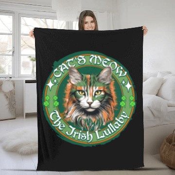 Discover CAT'S MEOW THE IRISH LULLABY Feline Kitty Design Fleece Blankets