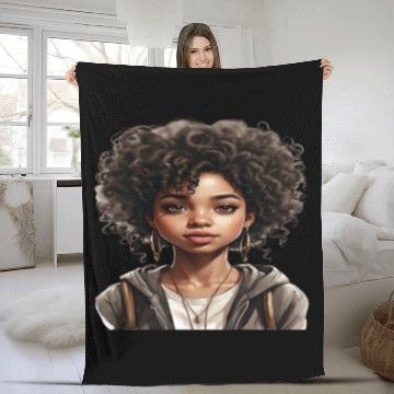 Discover Black girl with big brown eyes .. Fleece Blankets