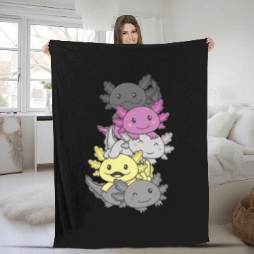 Discover Perigirl Flag Pride Lgbtq Cute Axolotl Pile Fleece Blankets