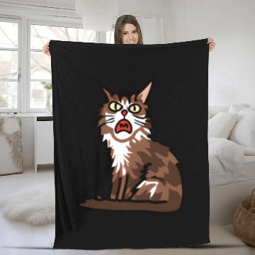 Discover Maine Cat - Grumpy or Surprised Expression Fleece Blankets