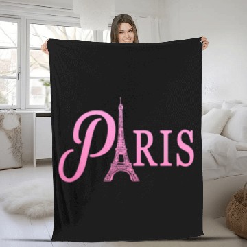 Discover Paris France Eiffel Tower Souvenir Fleece Blankets