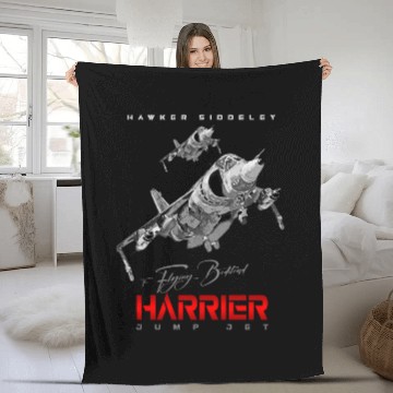 Discover Harrier Jump Jet Military Fighter Flugzeug Fleece Blankets
