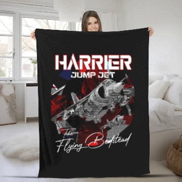 Discover Harrier Jump Jet Military Fighter Flugzeug Fleece Blankets