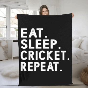 Discover Eat Sleep Cricket Repeat Funny Cricket Sport Game Fleece Blankets