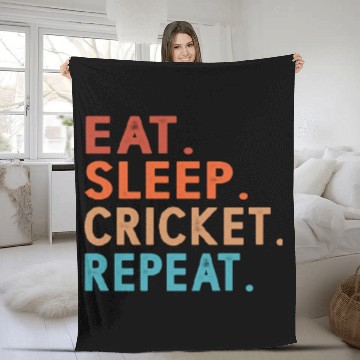 Discover Eat Sleep Cricket Repeat Funny Fleece Blankets