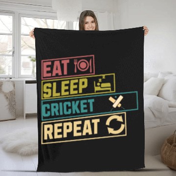 Discover Eat sleep cricket repeat hobby Fleece Blankets