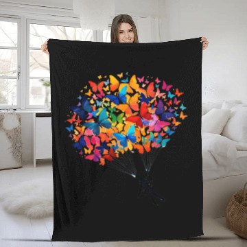 Discover Skydiver in a Parachute of Butterflies Fleece Blankets