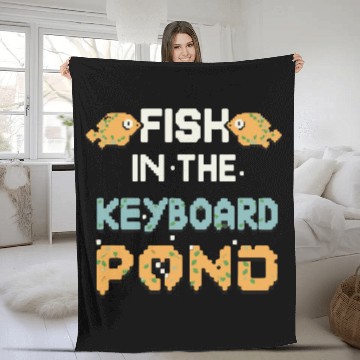 Discover Fish In The Keyboard Pond Fleece Blankets