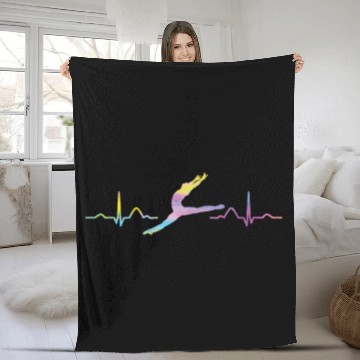 Discover Ballet Dancer Heartbeat EKG Ballerina Fleece Blankets