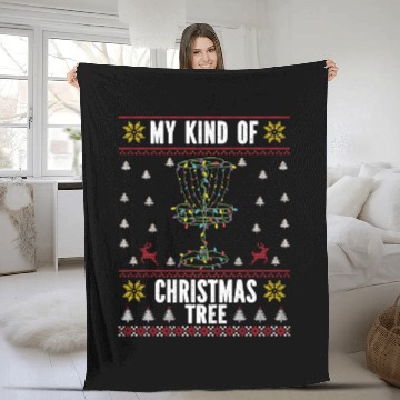 Discover Disc Golf christmas tree ugly sweater Fleece Blankets