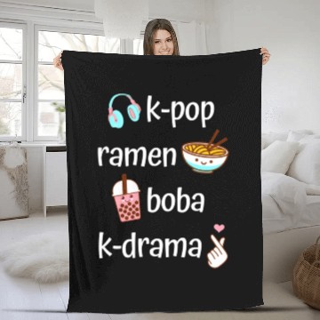 Discover Kawaii K-Pop Ra Boba Bubble Tea K-Drama Fleece Blankets
