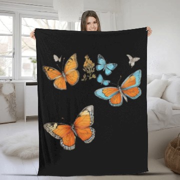 Discover Floral Harmony: Blooms and Butterflies" Fleece Blankets