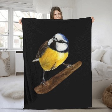 Discover Blue tit titmouse hand painted watercolor. Fleece Blankets