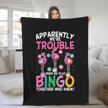 Discover Bingo Game Night Flamingo Fleece Blankets