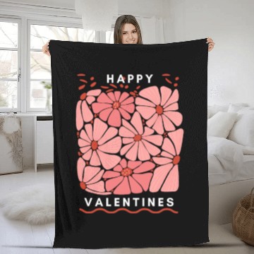 Discover Midnight Blooms: A Floral Valetine's Embrace. Fleece Blankets