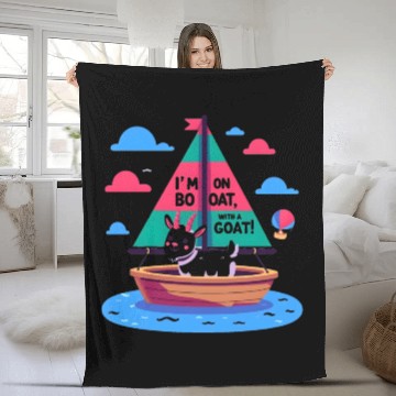 Discover Sailboat: I'm on a boat, with a goat! Fleece Blankets